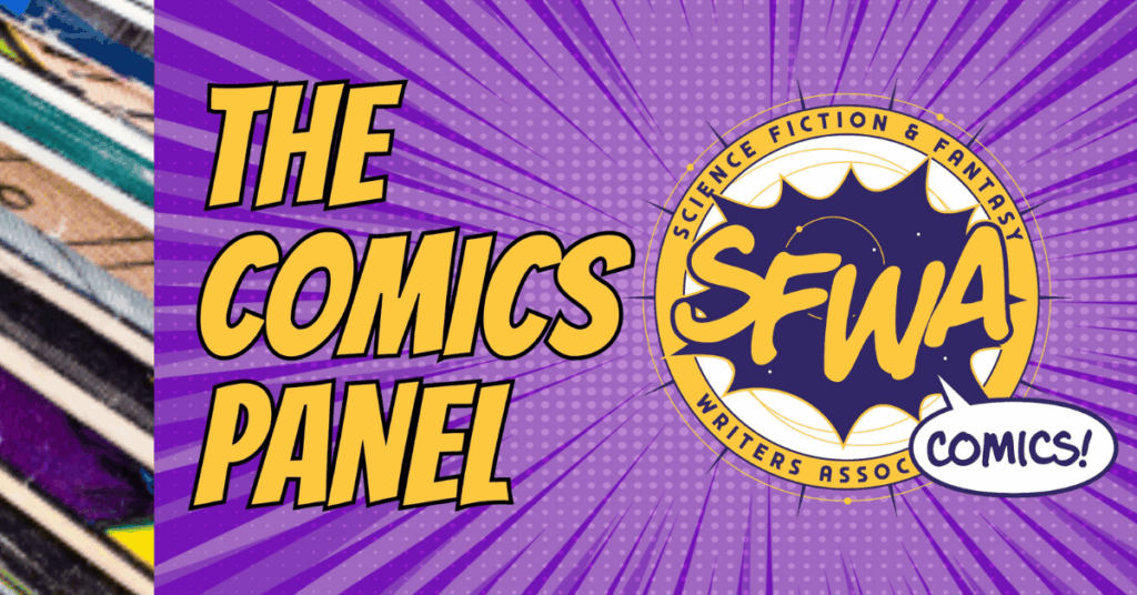 Cropped series banner for THE COMICS PANEL used for Feature Image.