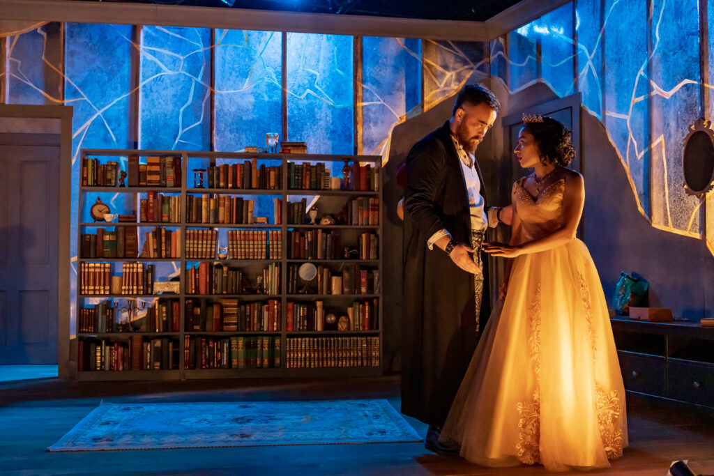 Adam Tran as The Beast and Julia S. Locker as Aiofe in Glassheart by Reina Hardy at Know Theatre of Cincinnati in 2022.