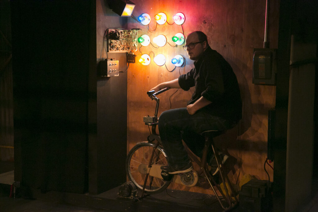 Chris Rutherford in Mr. Burns, a post-electric play at freeFall Theatre in 2016.