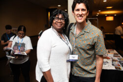 SFWA Director-at-Large Christine Taylor-Butler and MG/YA Committee Co-Chair Michael Solis share a smile at the Nebula Awards Conference in Chicago, June 2026.